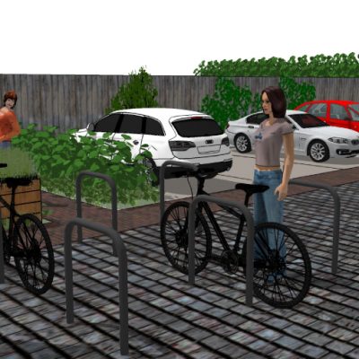 Parkeerplaats en fietsenstalling