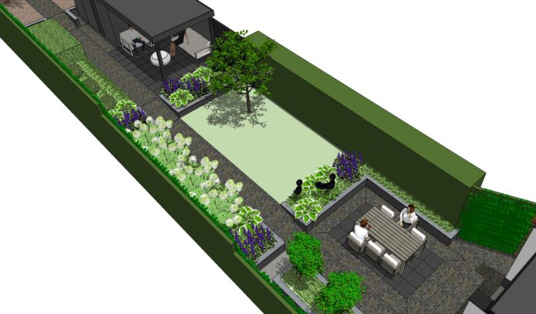 Lange smalle achtertuin